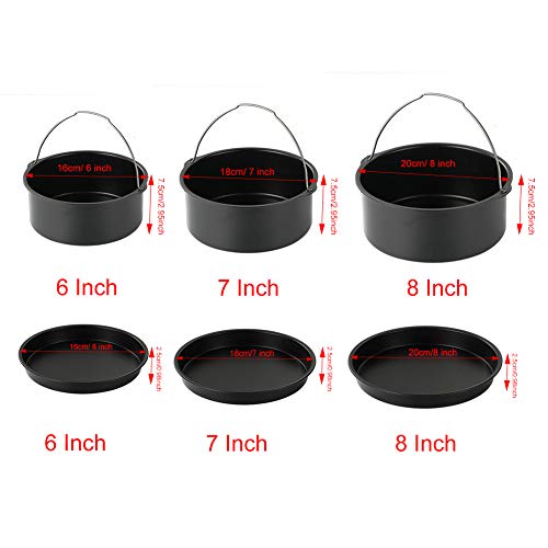 Universal Air Fryer Accessories Set for Pizza Pan Baking Cake Barrel Nonstick Fit |2QT-5.8QT
| Nonstick Universal Air F