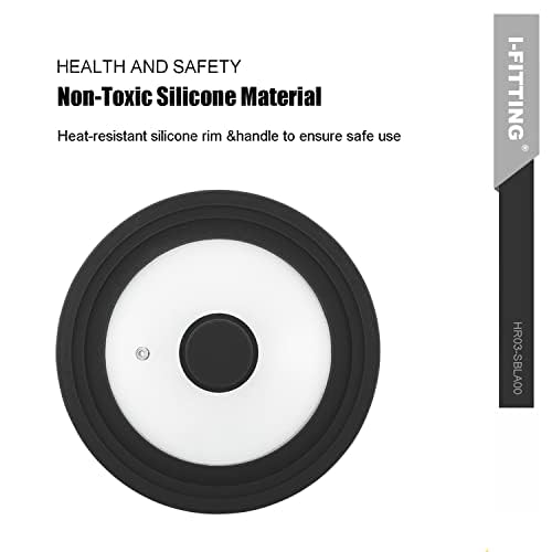 HR Huare Technology Universal Lid for Pot Pan Skillet 8" Cookware Black Vented Replacement Dishwasher Safe, Heat Resista