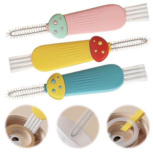 C-Pink 3 in 1 Cup Lid Cleaning Brush, Multifunctional Crevice Portable for Bottle Tight Spaces (2024)