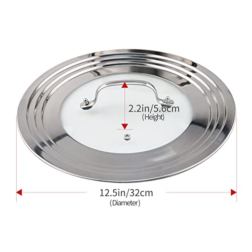 Stainless Steel Universal Lid for Pots, Pans and Skillets - Fits 7" to 12" | Replacement Frying Pan Cover and Cast Iron