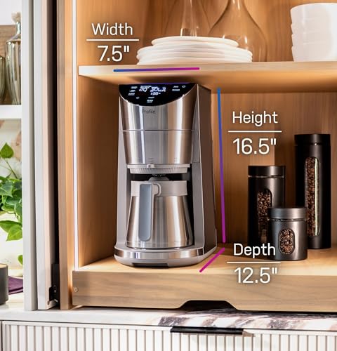 GE PROFILE Smart Grind & Brew Coffee Maker Adjustable Burr Grinder Voice Control 10 Cup Thermal Carafe 90oz Water Reserv